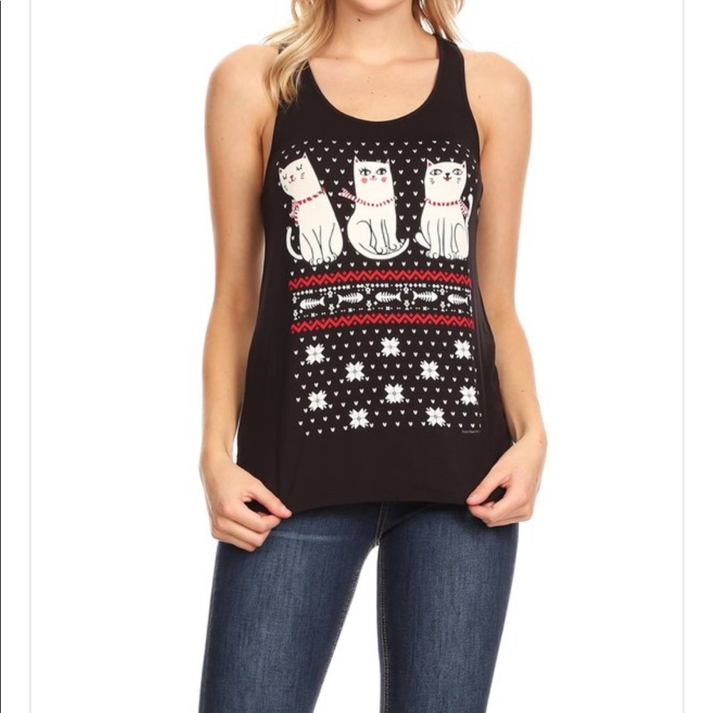 Brand New Christmas Kitty Tank Top